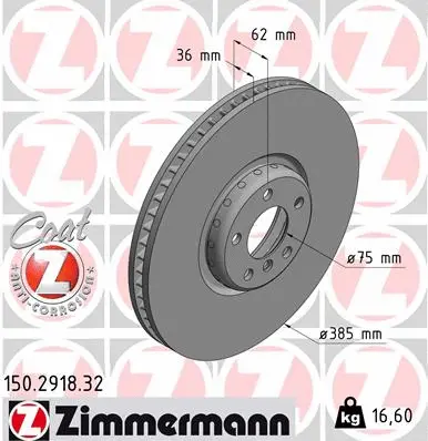 Stabdžių diskas ZIMMERMANN 150.2918.32