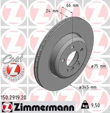 Stabdžių diskas ZIMMERMANN 150.2919.20