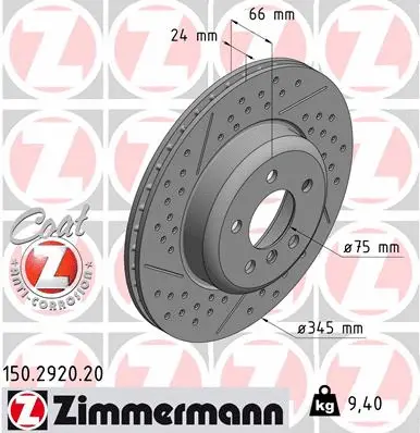Stabdžių diskas ZIMMERMANN 150.2920.20