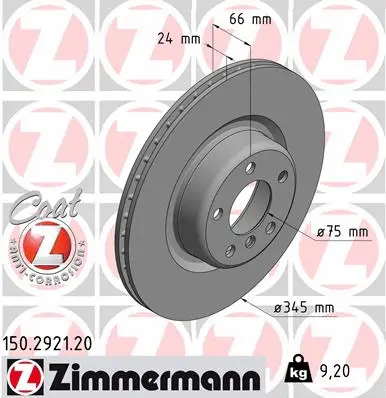 Stabdžių diskas ZIMMERMANN 150.2921.20