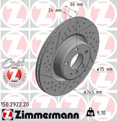 Stabdžių diskas ZIMMERMANN 150.2922.20