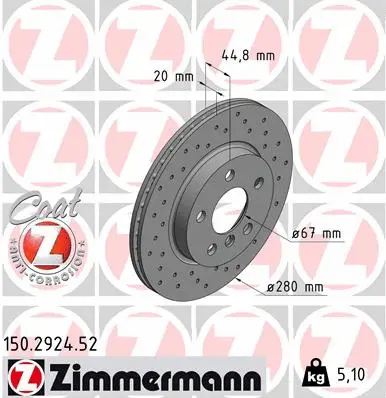 Stabdžių diskas ZIMMERMANN 150.2924.52