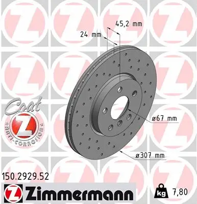 Stabdžių diskas ZIMMERMANN 150.2929.52
