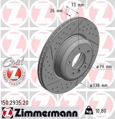 Stabdžių diskas ZIMMERMANN 150.2935.20