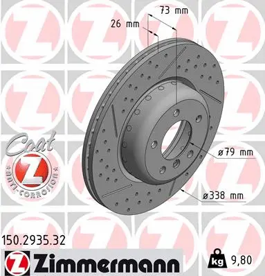 Stabdžių diskas ZIMMERMANN 150.2935.32
