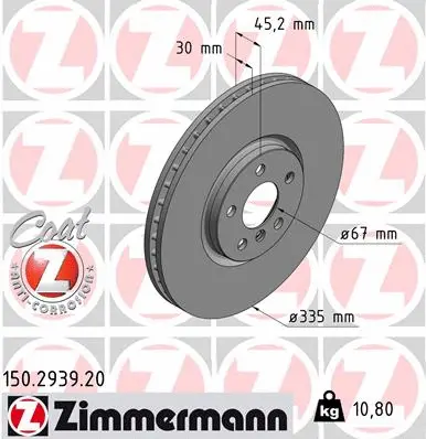 Stabdžių diskas ZIMMERMANN 150.2939.20