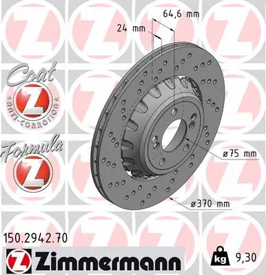Stabdžių diskas ZIMMERMANN 150.2942.70