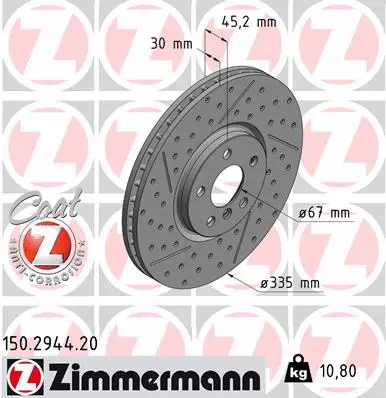 Stabdžių diskas ZIMMERMANN 150.2944.20