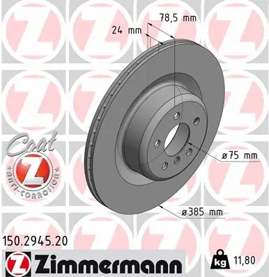 Stabdžių diskas ZIMMERMANN 150.2945.20