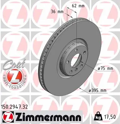 Stabdžių diskas ZIMMERMANN 150.2947.32