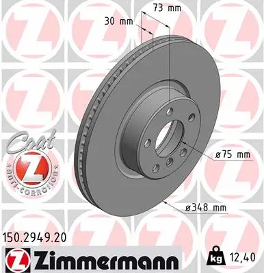 Stabdžių diskas ZIMMERMANN 150.2949.20