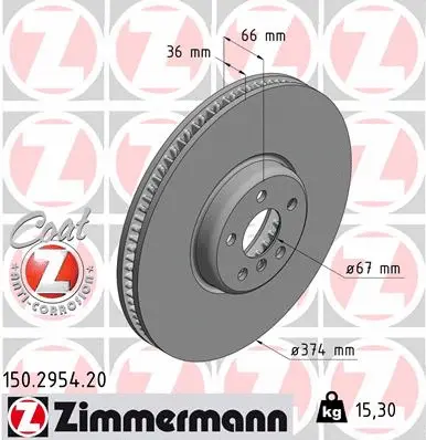Stabdžių diskas ZIMMERMANN 150.2954.20