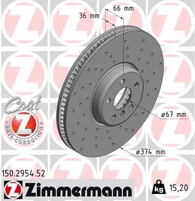Stabdžių diskas ZIMMERMANN 150.2954.52