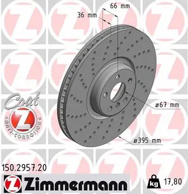Stabdžių diskas ZIMMERMANN 150.2957.20