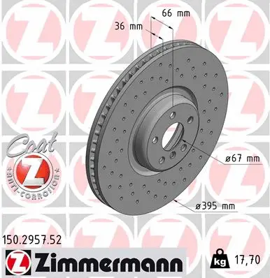 Stabdžių diskas ZIMMERMANN 150.2957.52