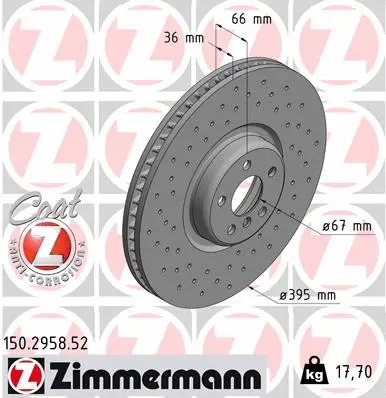 Stabdžių diskas ZIMMERMANN 150.2958.52