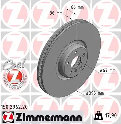 Stabdžių diskas ZIMMERMANN 150.2962.20