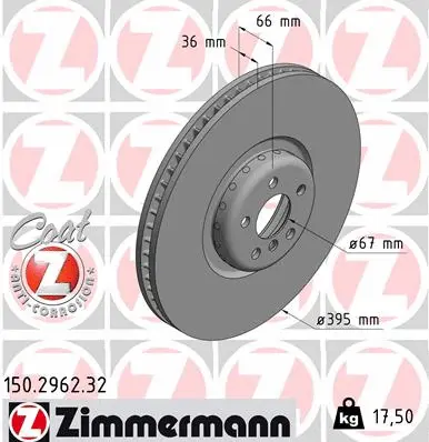 Stabdžių diskas ZIMMERMANN 150.2962.32