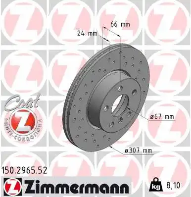 Stabdžių diskas ZIMMERMANN 150.2965.52