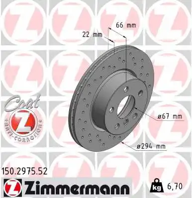 Stabdžių diskas ZIMMERMANN 150.2975.52