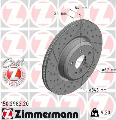 Stabdžių diskas ZIMMERMANN 150.2982.20