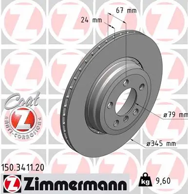 Stabdžių diskas ZIMMERMANN 150.3411.20