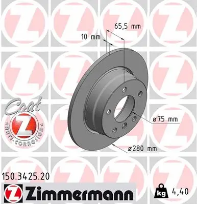 Stabdžių diskas ZIMMERMANN 150.3425.20