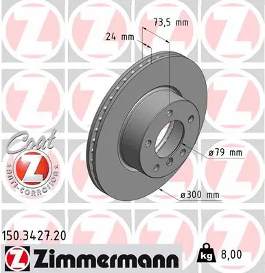 Stabdžių diskas ZIMMERMANN 150.3427.20