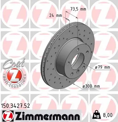 Stabdžių diskas ZIMMERMANN 150.3427.52