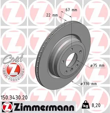 Stabdžių diskas ZIMMERMANN 150.3430.20