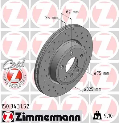 Stabdžių diskas ZIMMERMANN 150.3431.52