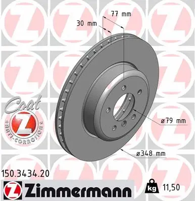 Stabdžių diskas ZIMMERMANN 150.3434.20