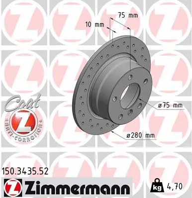 Stabdžių diskas ZIMMERMANN 150.3435.52
