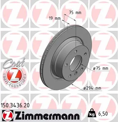 Stabdžių diskas ZIMMERMANN 150.3436.20