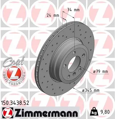 Stabdžių diskas ZIMMERMANN 150.3438.52