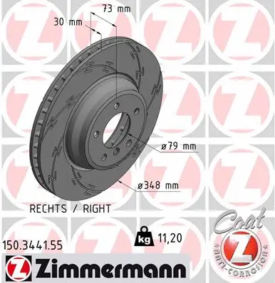 Stabdžių diskas ZIMMERMANN 150.3441.55