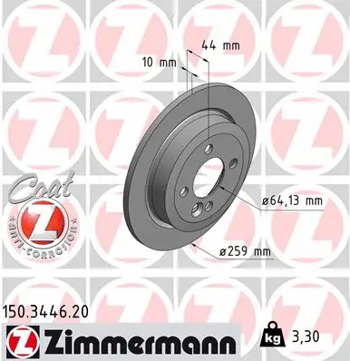 Stabdžių diskas ZIMMERMANN 150.3446.20