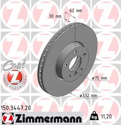 Stabdžių diskas ZIMMERMANN 150.3447.20