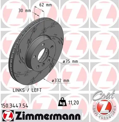 Stabdžių diskas ZIMMERMANN 150.3447.54