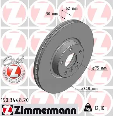 Stabdžių diskas ZIMMERMANN 150.3448.20