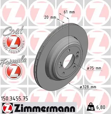 Stabdžių diskas ZIMMERMANN 150.3455.75