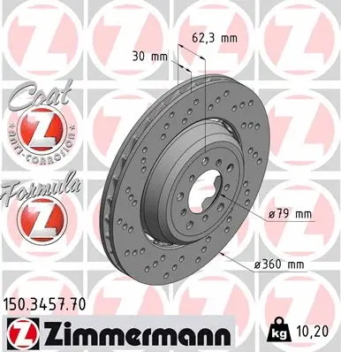 Stabdžių diskas ZIMMERMANN 150.3457.70