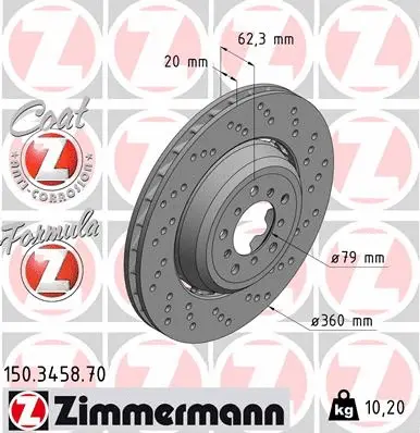 Stabdžių diskas ZIMMERMANN 150.3458.70