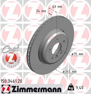 Stabdžių diskas ZIMMERMANN 150.3461.20