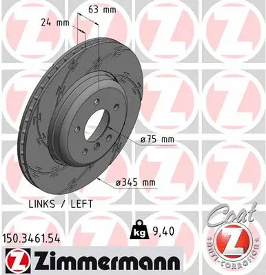 Stabdžių diskas ZIMMERMANN 150.3461.54