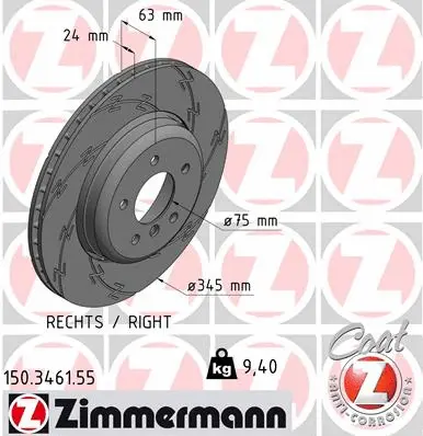 Stabdžių diskas ZIMMERMANN 150.3461.55