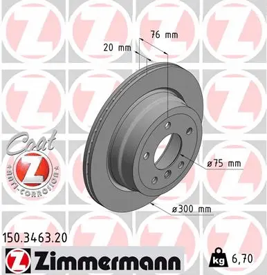 Stabdžių diskas ZIMMERMANN 150.3463.20