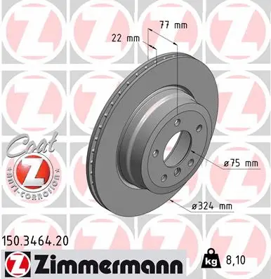 Stabdžių diskas ZIMMERMANN 150.3464.20