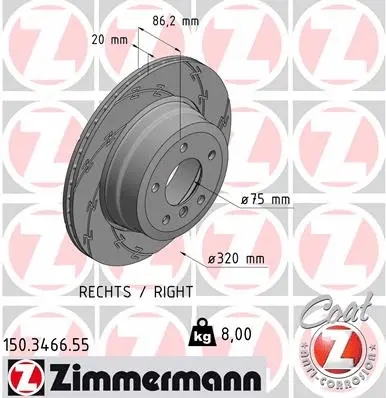 Stabdžių diskas ZIMMERMANN 150.3466.55