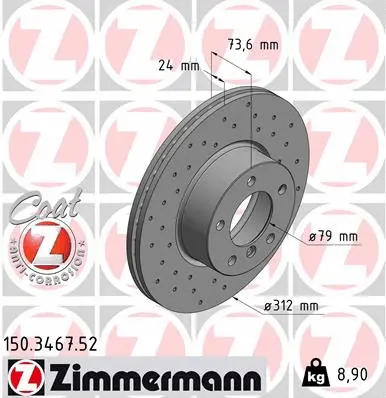 Stabdžių diskas ZIMMERMANN 150.3467.52